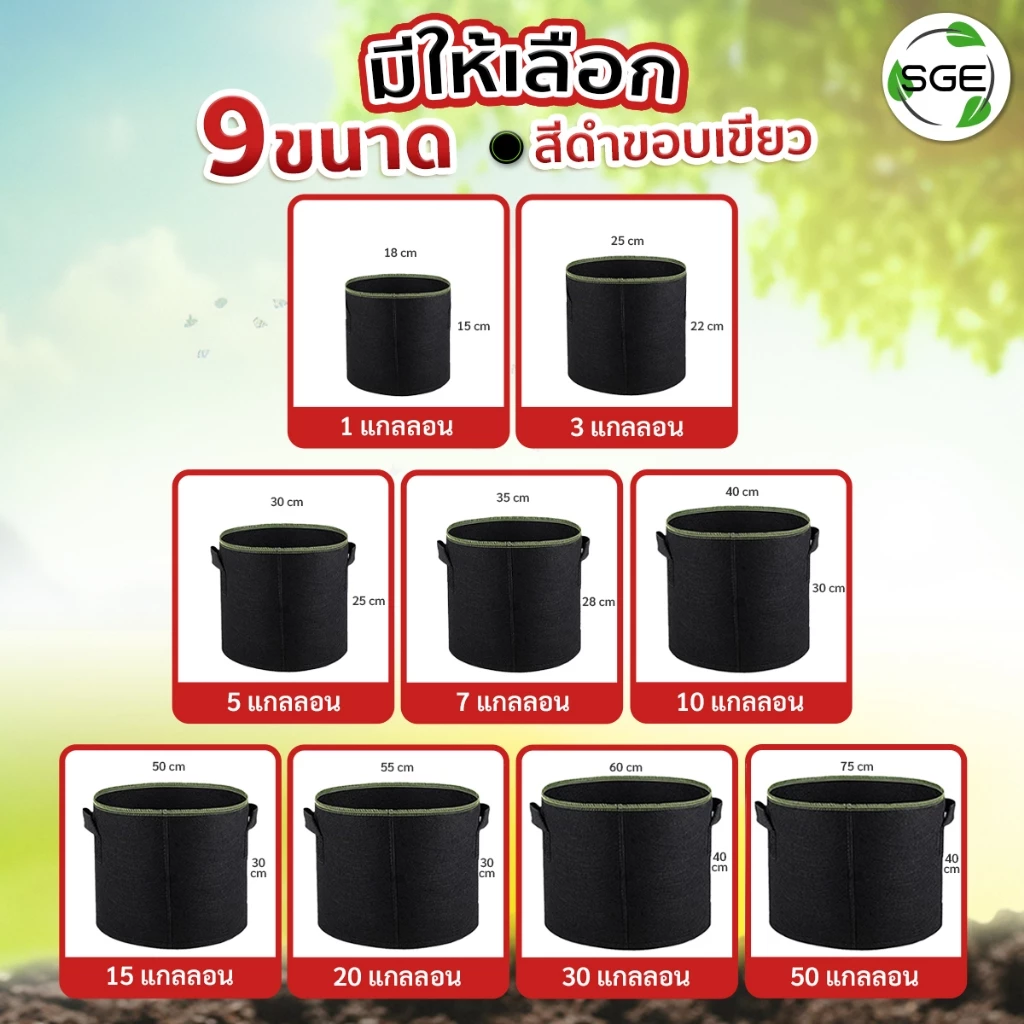 SGE กระถางผ้าปลูกต้นไม้ GB Gallon thumbnail 9