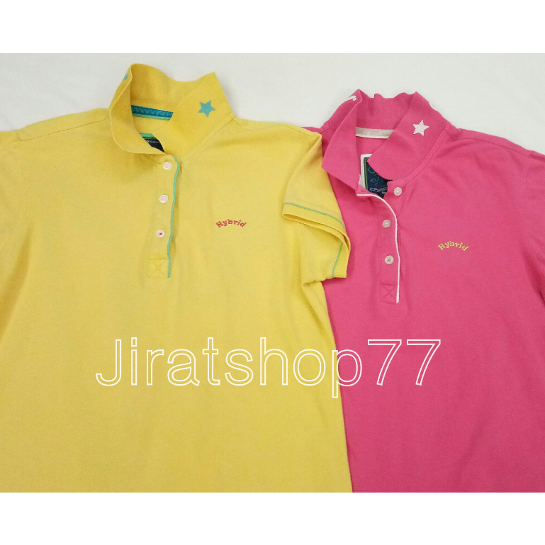 Hybrid เสื้อโปโล ผู้หญิง เสื้อยืด คอปก สีเหลือง, สีชมพู ไฮบริด มือสอง✌ ของแท้.