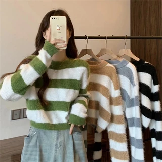 จัดส่งภายในประเทศไทย เสื้อกันหนาวแขนยาว ผ้าไหมพรมสำหรับหน้าหนาว Y54