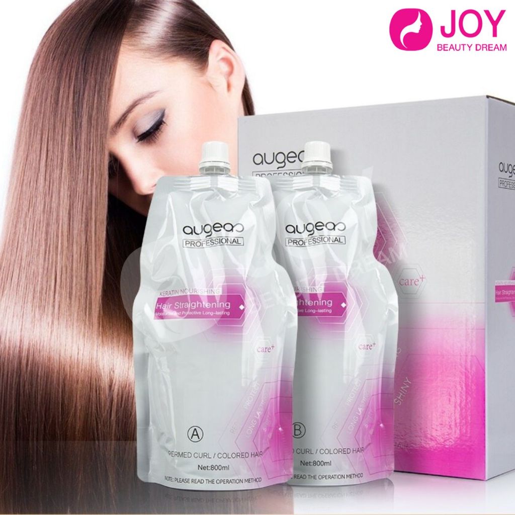 Augeas ครีมยืดผมเคราติน สูตรพิเศษ ทำให้ผมชุ่มชื่น ไม่ทำลายเส้นผม ผมตรงสวย เงางาม 800ml.X2 กล่องเทาชม