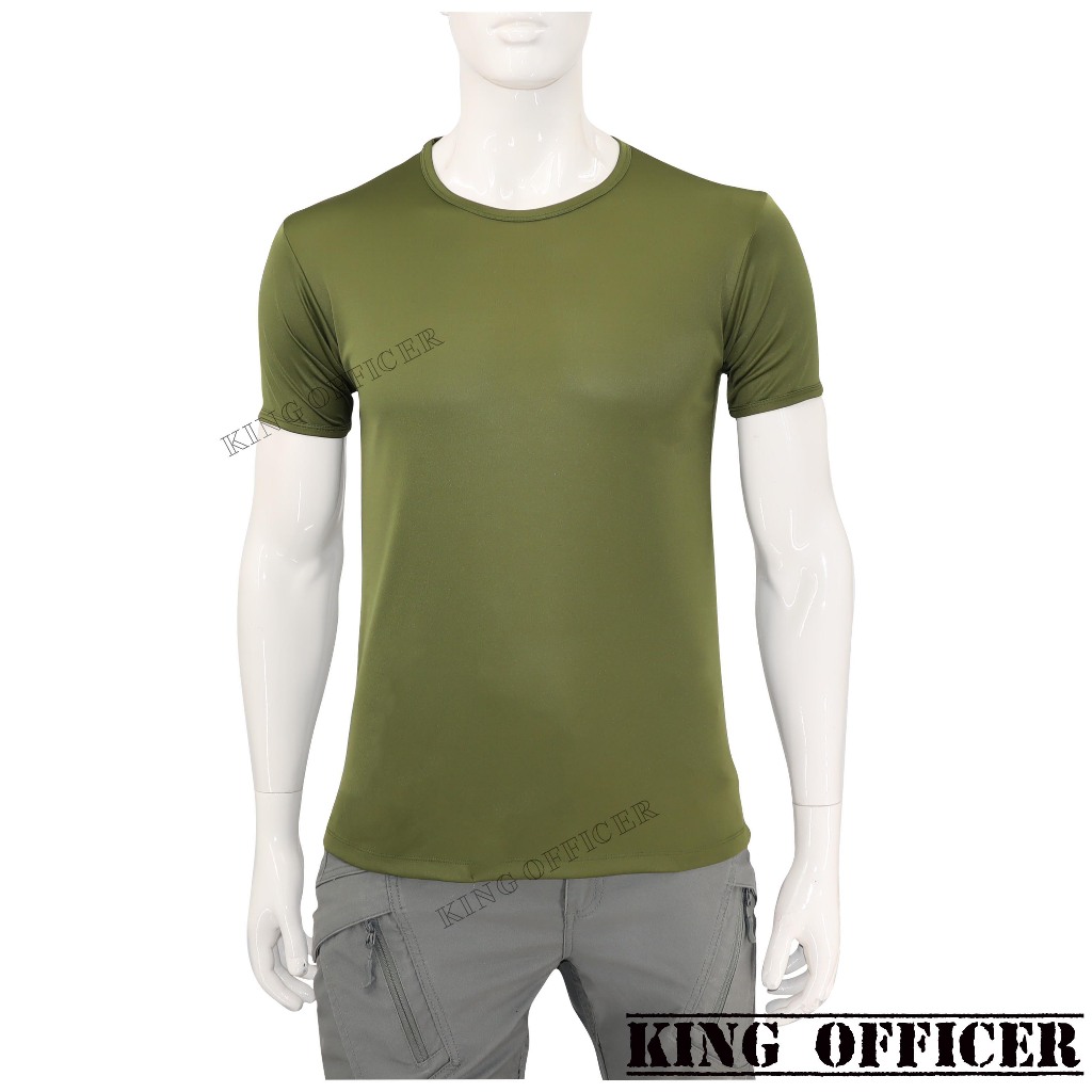เสื้อยืดทหารเรือ เสื้อรองในทหารเรือ สีเขียวขี้ม้า สีอ่อน ผ้านาโน คอกลม แขนสั้น