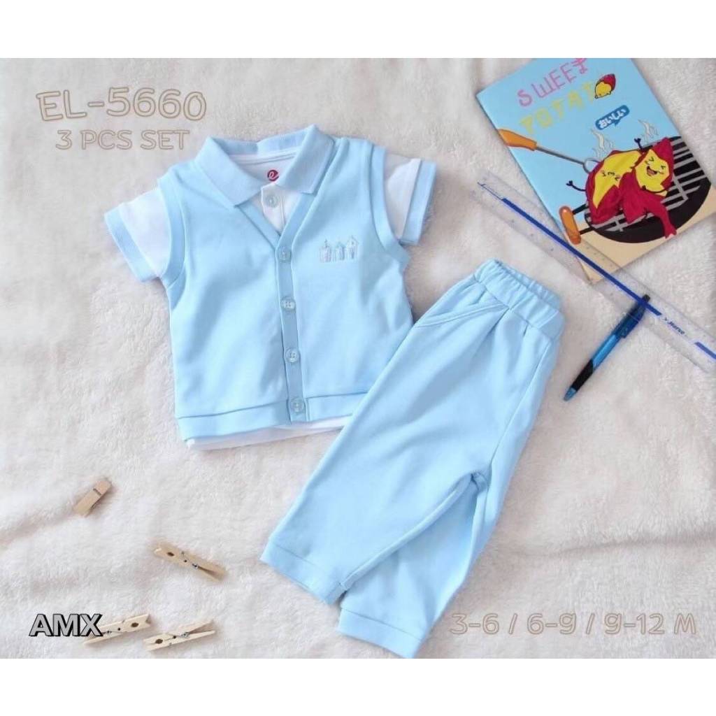 On-Sale!!  Elegant Kids by lilsoft baby ชุดเด็กผู้ชาย ชุดหล่อ Size : 0-6M 3-6M 6-9M 6-12M 9-12M 12-1