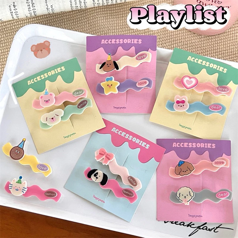 Cute 206 กิ๊บติดผม กิ๊บหนีบผมเหลี่ยมคลื่นการ์ตูน 2 ชิ้น/แพ็ค