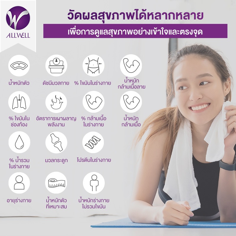 ALLWELL เครื่องชั่งน้ำหนัก วัดไขมันและดัชนีมวลกาย รุ่น JPD-BFS200B - รูปที่ 3