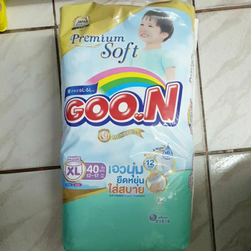 แพมเพิสกูนน์ Goon ซึมซับน้ำ 6 แก้ว โฉมใหม่ ซื้อ 3 ห่อแถมฟรีกระเป๋าผ้า 1 ใบ