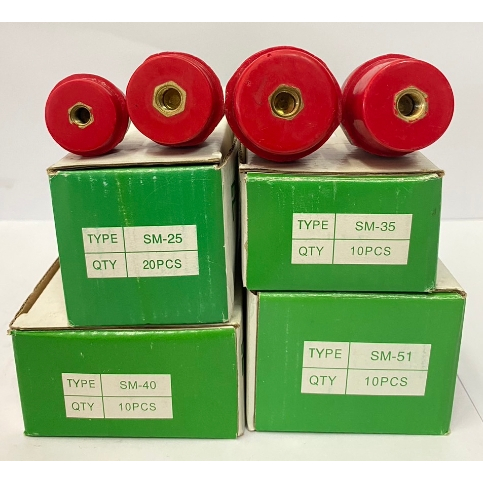 ลูกถ้วยฉนวนบัสบาร์ สีแดง SM25 SM35 SM40 SM51(สินค้าพร้อมน็อต)