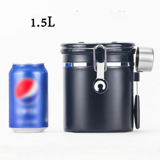 พร้อมส่ง | ฟรีช้อนสแตนเลส กระป๋องเก็บกาแฟ โถเก็บเมล็ดกาแฟ สแตนเลส ขนาด1.2 1.5 1.8L coffee bean can