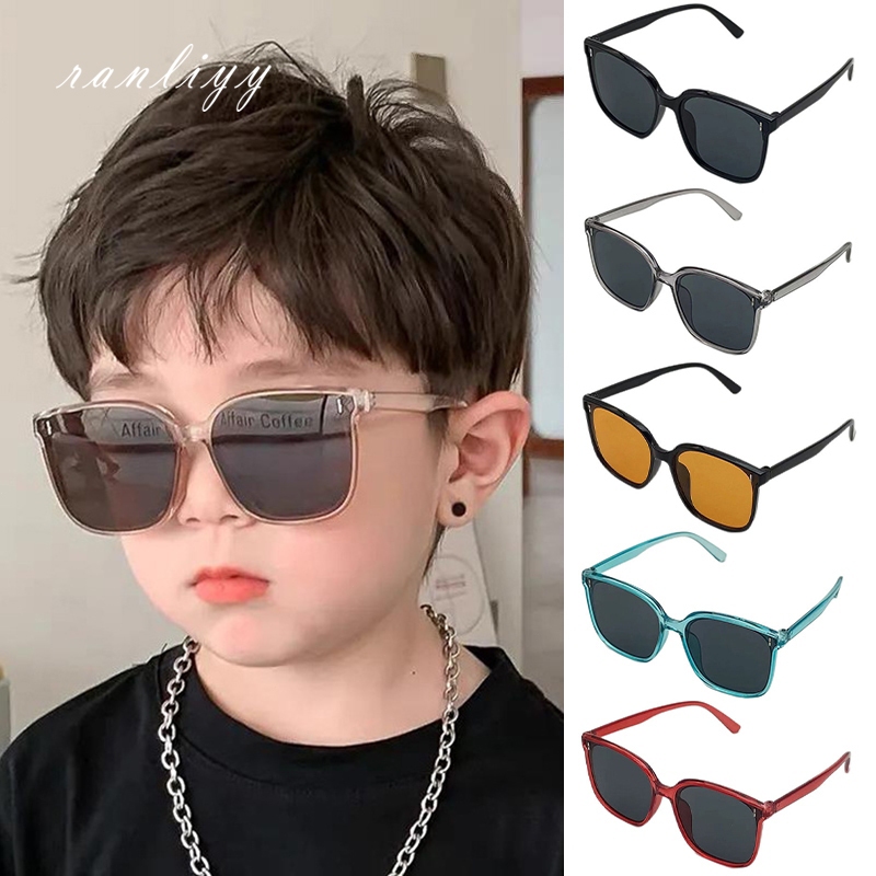 ส่งเร็ว🌼แว่นตากันแดดเด็กUV400ป้องกันรังสียูวีแฟชั่นเกาหลีกรอบเหลี่ยมแว่นกรองแสงสําหรับเด็กผู้ชายและเด็กผู้หญิง-Ranliyy