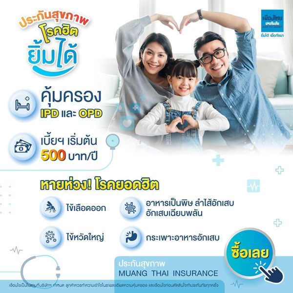 [E-voucher] เมืองไทยประกันภัย ประกันสุขภาพ โรคฮิตยิ้มได้ (Health Insurance)