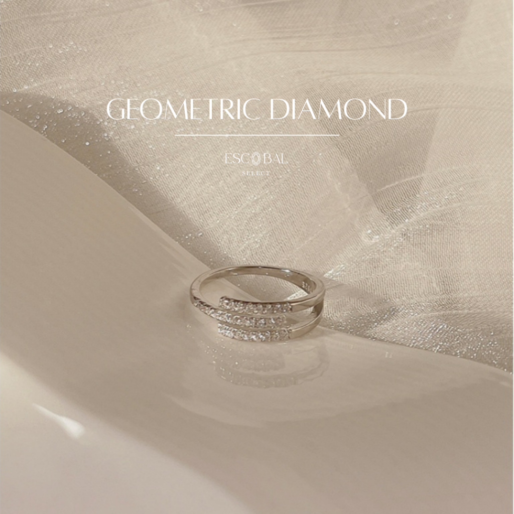 ESCOBAL แหวนปรับขนาด แหวนเงินแท้ Geometric Diamond แหวนแฟชั่น แหวนเพชร แหวนมงคล แหวนเงินแท้