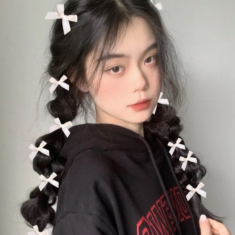 F138 กิ๊บติดผม ประดับโบว์ แบบถัก ขนาดเล็ก สไตล์เกาหลี สําหรับผู้หญิง 1 ชุด 8 ชิ้น