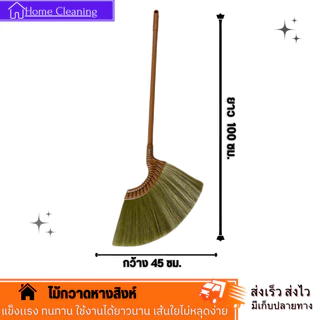 ไม้กวาดพลาสติกหางสิงห์ ไม้กวาดหางสิงห์ เส้นใยไม่หลุดง่าย (สินค้าพร้อมส่ง)