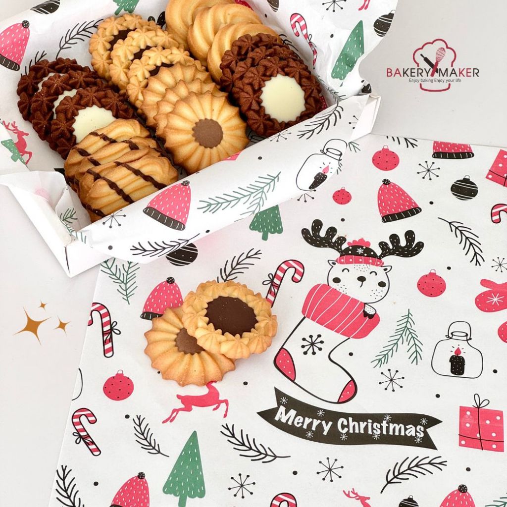 กระดาษห่อขนม/ รองอาหาร ลาย Christmas 20 แผ่น Wax paper
