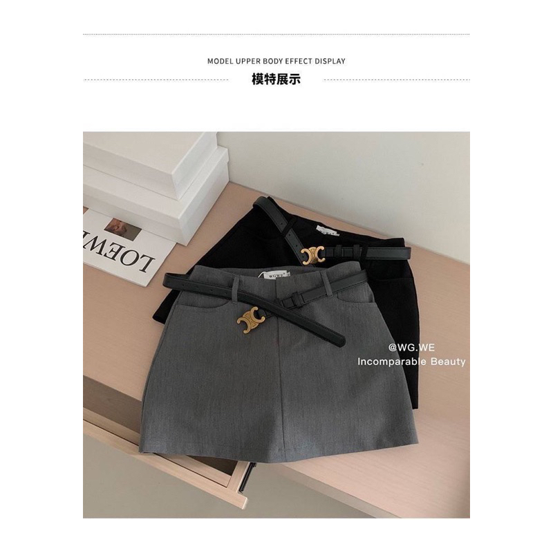 Aviva studio 🖤🖤 กางเกงกระโปรงสีเข้มพร้อมเข็มขัด