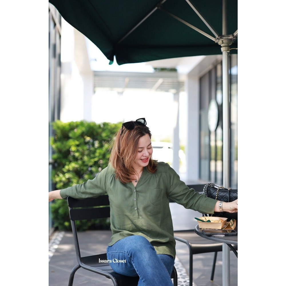 Long Shirt #สี ArmyGreen เข้ม