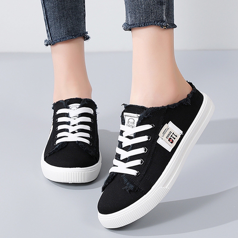 LHfashion สินค้าใหม่กำลังมาแรง รองเท้าผ้าใบสำหรับสุภาพสตรีแฟชั่น มีเชือกผูกรองเท้า รูปทรงรองเท้าสวยหรูน่ารักๆสไตล์เกาหลี