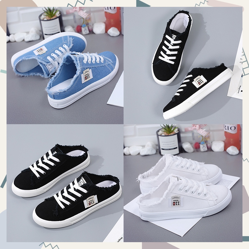 LHfashion สินค้าใหม่กำลังมาแรง รองเท้าผ้าใบสำหรับสุภาพสตรีแฟชั่น มีเชือกผูกรองเท้า รูปทรงรองเท้าสวยหรูน่ารักๆสไตล์เกาหลี