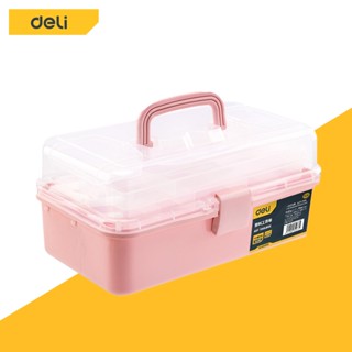 Deli กล่องเก็บของพลาสติก กล่องเก็บยา 3 ชั้น ใส่เครื่องเขียน …