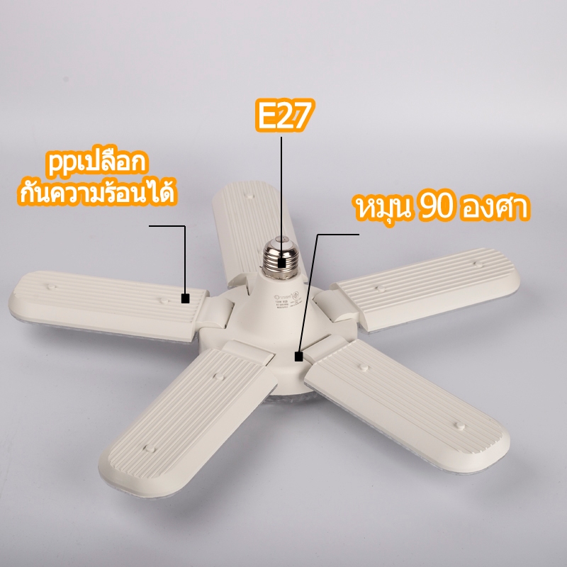 หลอดไฟ RGB LED Bulb E27 หลอดใบพัด 5 แฉก 120W (แสงรวม) หลอดไฟใบพัด พับได้ ปรับมุมโคมไฟได้ ประหยัดพลัง