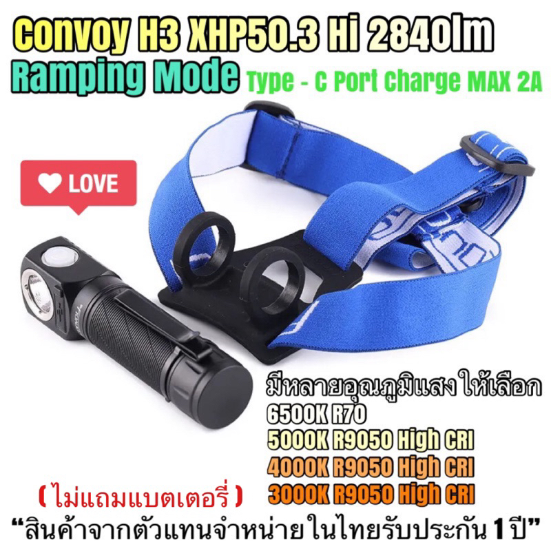 ไฟฉายคาดหัว Convoy H3 XHP50.3 HI 2840lm Type C Port charge
