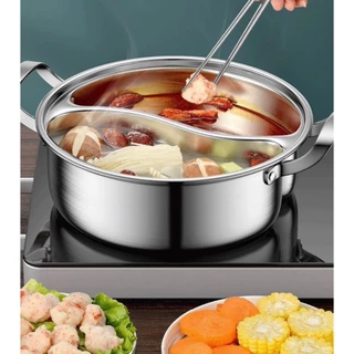 หม้อชาบู2ช่องพร้อมฝาปิด สแตนเลส เกรด201