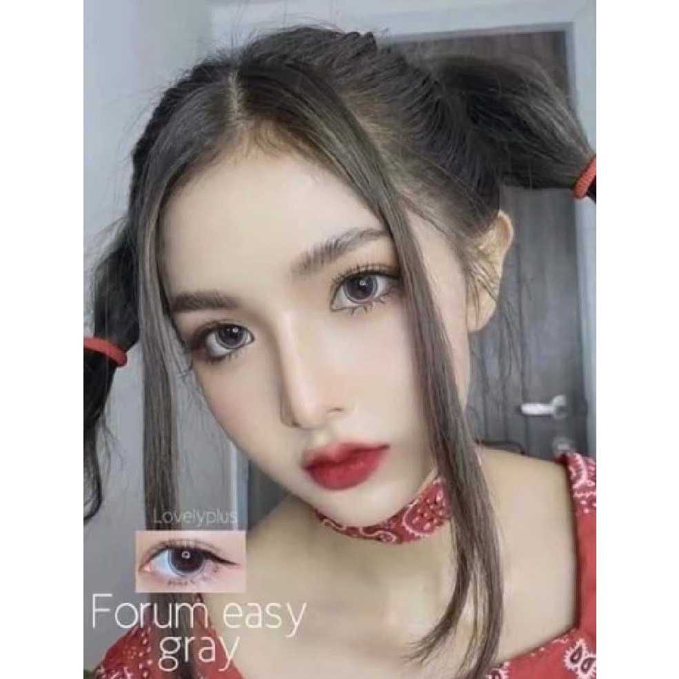 💋 มีค่าสายตา 💋 Lovelylens Forum Easy  Gray Brown  💋 บิ๊กอาย สุดปัง คอนแทคเลนส์ รายเดือน มีอย แถมตลับฟรี เลนส์นิ่ม Gray B