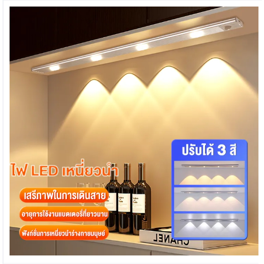 【การจัดส่งไทย】 ไฟเซนเซอร์อัตโนมัติ โคมไฟโต๊ะ LED ไฟเซนเซอร์อัตโนมัติ ไฟติดตู้เสื้อผ้า ไฟเซ็นเซอร์ LED ไร้สาย หรี่แสง ได้