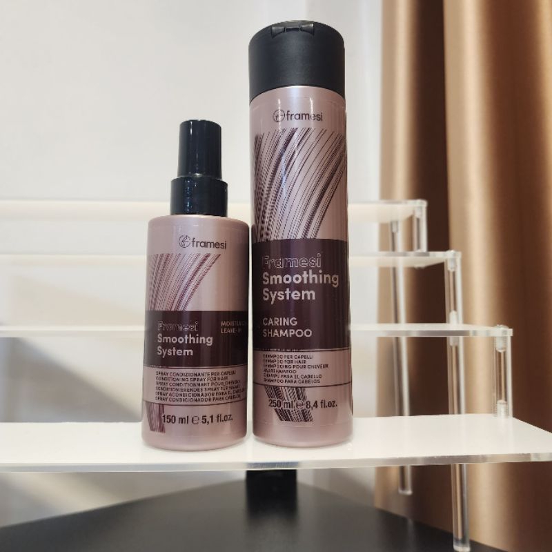 Framesi Smoothing System Caring Shampoo /Moisturizing Leave-In แชมพู และอาหารผม เพื่อเติมเคราตินแก่เส้นผม