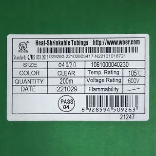 ท่อหดใส 2-15mm หุ้มสายไฟต่างๆ ยี่ห้อ WOER ฉนวนหุ้ม สายไฟ ใช้แทน เทปพันสายไฟ Clear Heat Shrink Tube