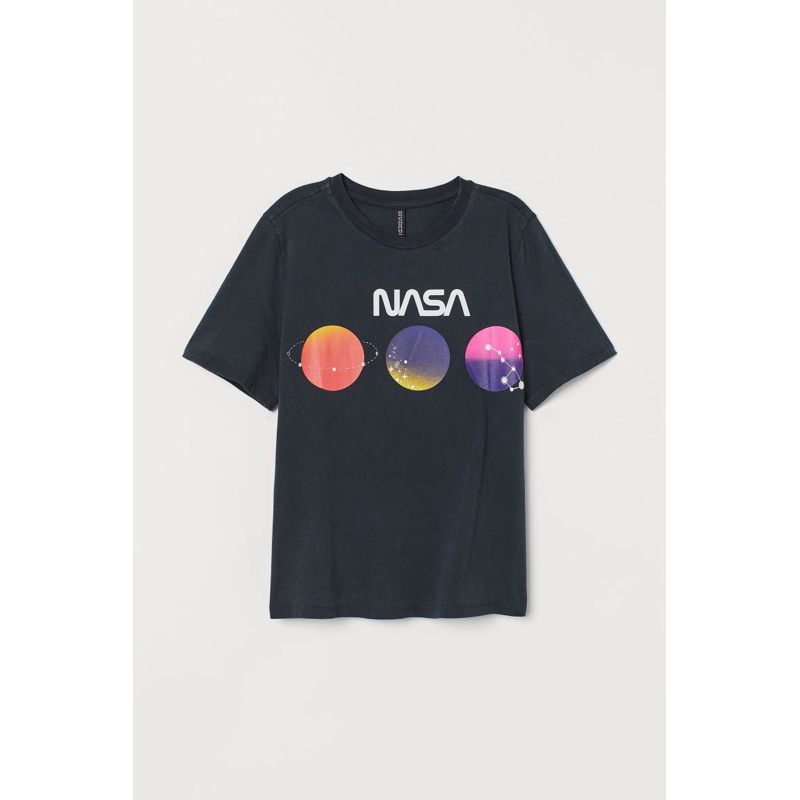 Printed T-shirt Black/NASA h&m Used