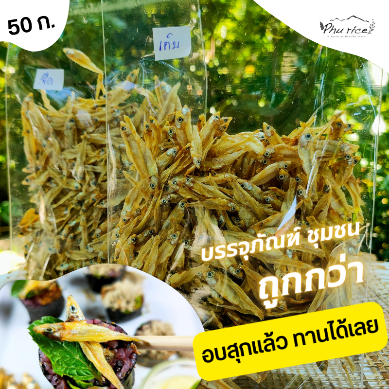 Phurice ปลาซิวน้ำจืด ซองแบบประหยัด อบสุกไม่ทอด พร้อมทาน มาตรฐาน อย.ปลาซิวแก้ว