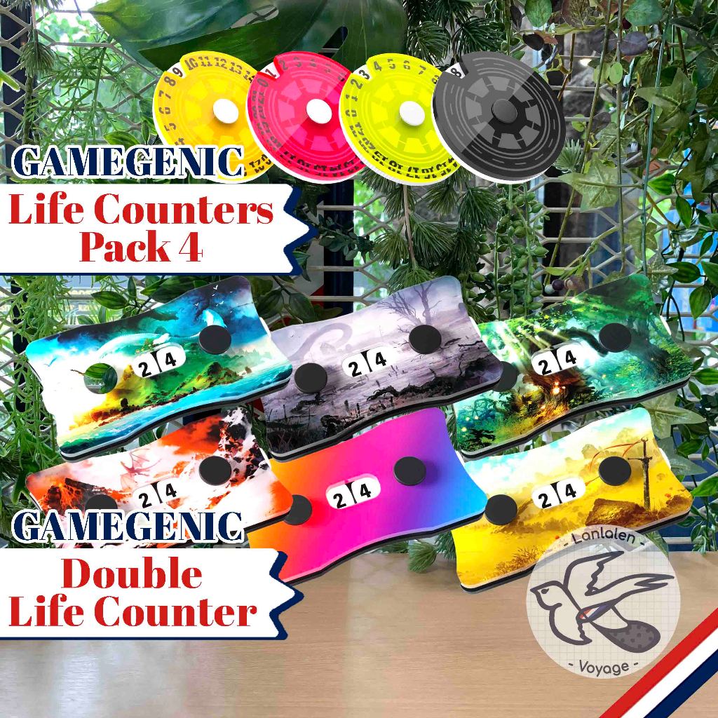 GAMEGENIC Double Life Counter (Acrylic) / Set 4 Single Dials (Acrylic) [Accessories for Boardgame]