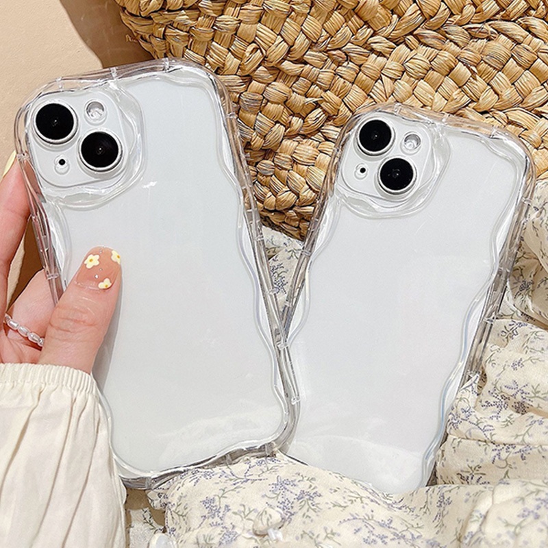 For เคสไอโฟน เคสป้องกันโทรศัพท์มือถือขอบหยักโปร่งใสป้องกันการตก For iPhone 11 14 15 12 13 Pro Max 6 7 8 Plus XS Max Case