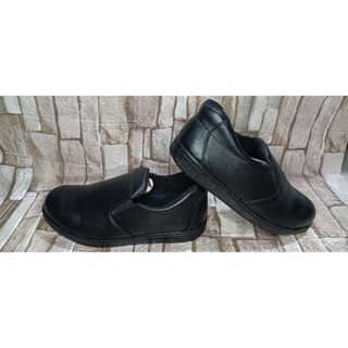 รองเท้าเซฟตี้แฟชั่น หัวเหล็ก แบบสวม หนังมัน