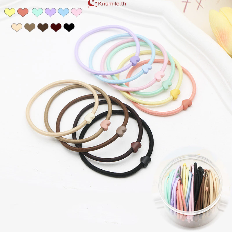 ในไทย-ราคาส่ง💖1บาทยางรัดผม ความยืดหยุ่นสูง สีแคนดี้ ลายหัวใจ น่ารักหวาน สไตล์เกาหลีเรียบง่าย เด็กนักเรียนสำหรับผู้หญิง