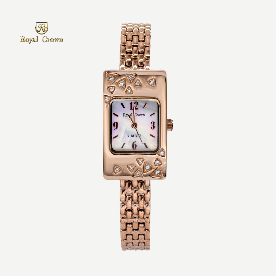 Royal Crown รุ่น 3812 แบรนด์เนมแท้ นาฬิกาข้อมือผู้หญิงเล็กๆกันน้ำ ล้อมเพชร  -  Vayo Jewelry