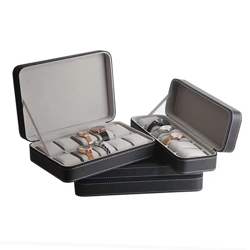 *พร้อมส่ง*กล่องนาฬิกา 3 6 10 12 20 24 เรือน（หนังสีดำคลาสสิก） กล่องใส่นาฬิกา Watch Box