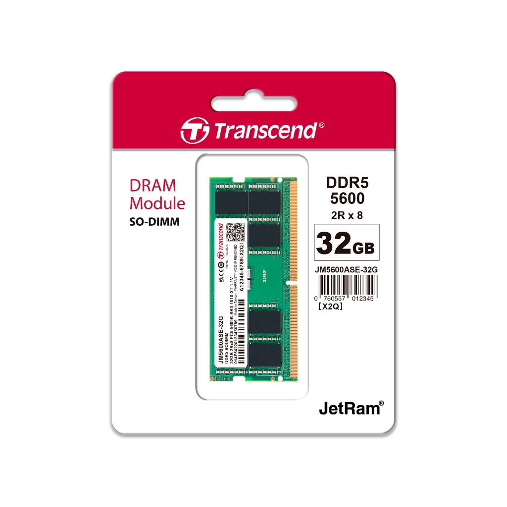 Transcend RAM-Memory DDR5-5600 SO-DIMM 32GB รับประกันตลอดอายุการใช้งาน-มีใบกำกับภาษี- JM5600ASE-32G