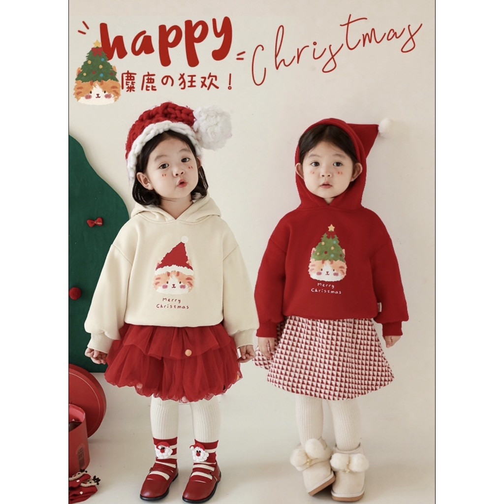 #131-เสื้อฮุ้ดเด็ก เสื้อกันหนาว-ลายคริสต์มาสเเละปีใหม่ เสื้อเด็ก ฮุ้ดน่ารัก เเบบใหม่เกาหลี พร้อมส่งที่ไทย