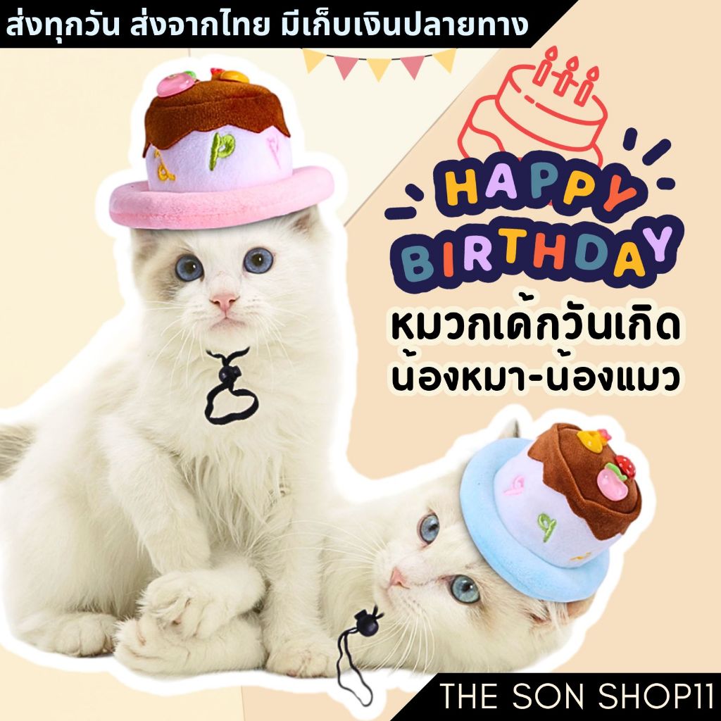 หมวกแมว หมวกสัตว์เลี้ยง สุนัข แฟชั่นสัตว์เลี้ยง วันเกิดแมว พร้อมส่งจากไทย เก็บเงินปลายทางได้