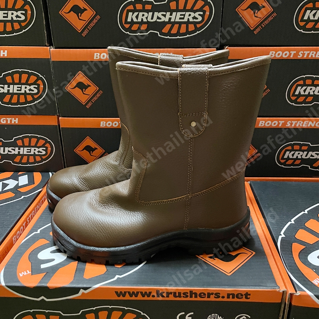[เก็บโค้ด ลด 30%] KRUSHERS บู๊ทเซฟตี้ #Texas สีน้ำตาล หัวเหล็ก พื้น PU/TPU Safety Boots