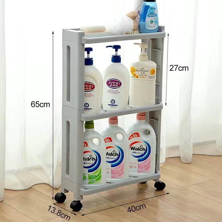 HEINOชั้นวางของ3ชั้น แบบมีล้อเลื่อน ชั้นวางของในที่แคบ พร้อมตะขอ