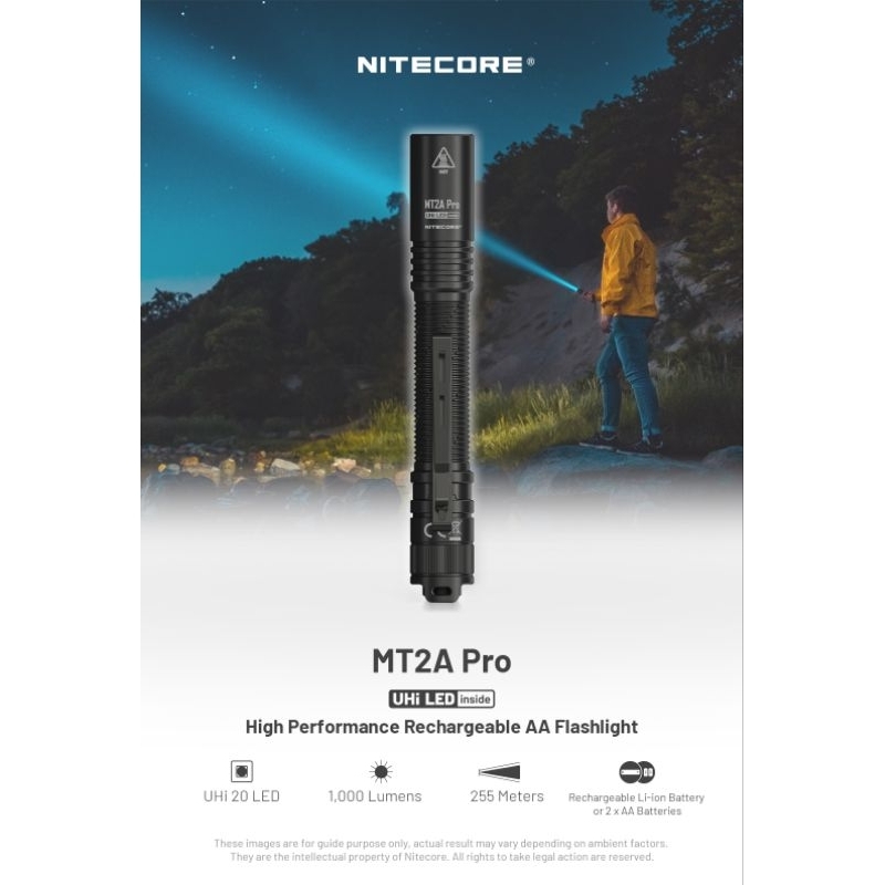 ไฟฉาย Nitecore MT2A Pro 1000 Lumen LED EDC Rechargeable Flashlight, Use 2x AA : สินค้ารับประกัน 3 ปี