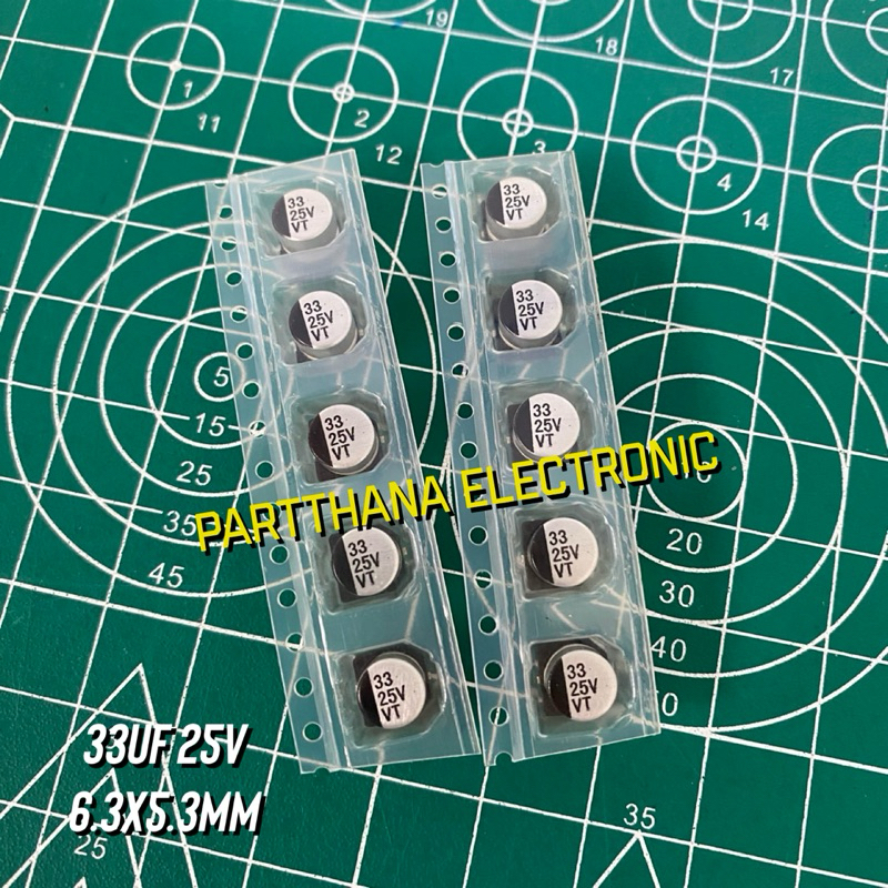 CAPACITOR 33UF (กระป๋องเงิน) 25V, 35V, 50V, แพ็ค 10ตัว พร้อมส่งในไทย ราคา ถูกที่สุด ดีลบีเคเค