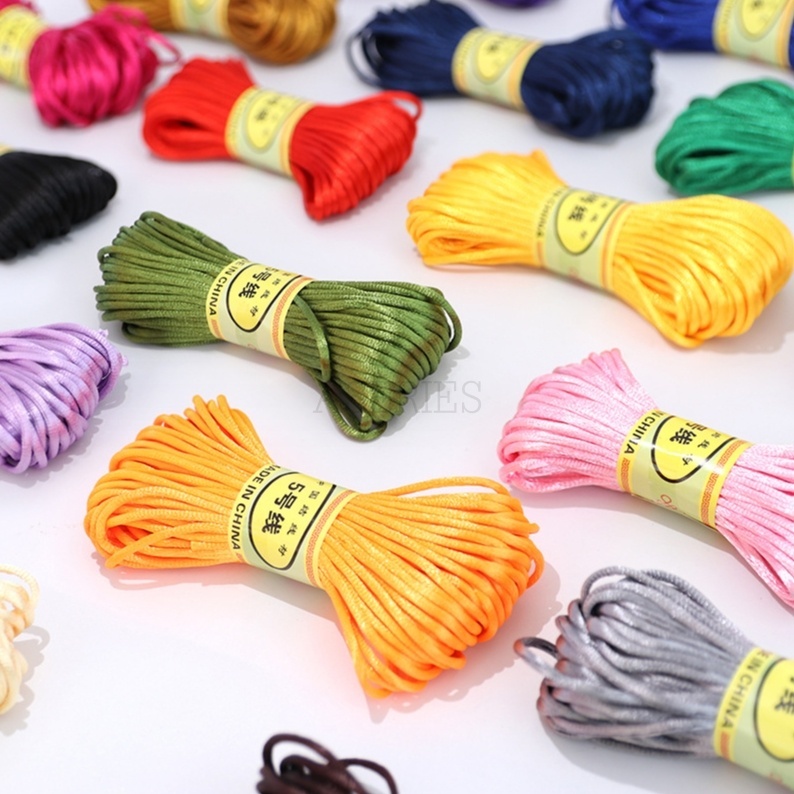 (พร้อมส่งจากไทย) ไหมจีน 22สี เชือกซาติน ถักข้อมือ หนา2.5มิล 19สี เบอร์5 งานDIY