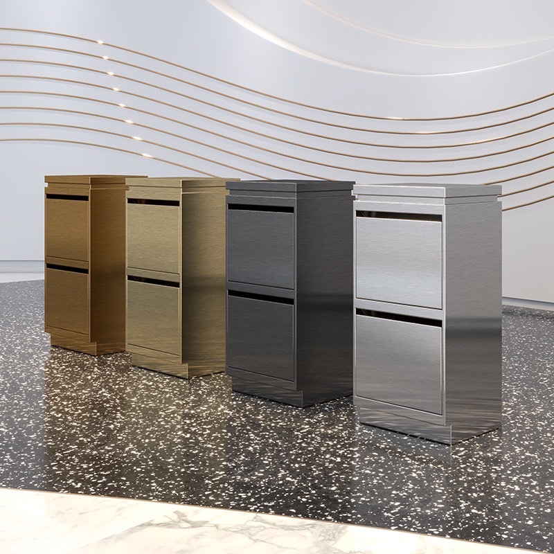 DT48-22 โต๊ะสแตนเลส2ลิ้นชักสีทองเงา จ8-2