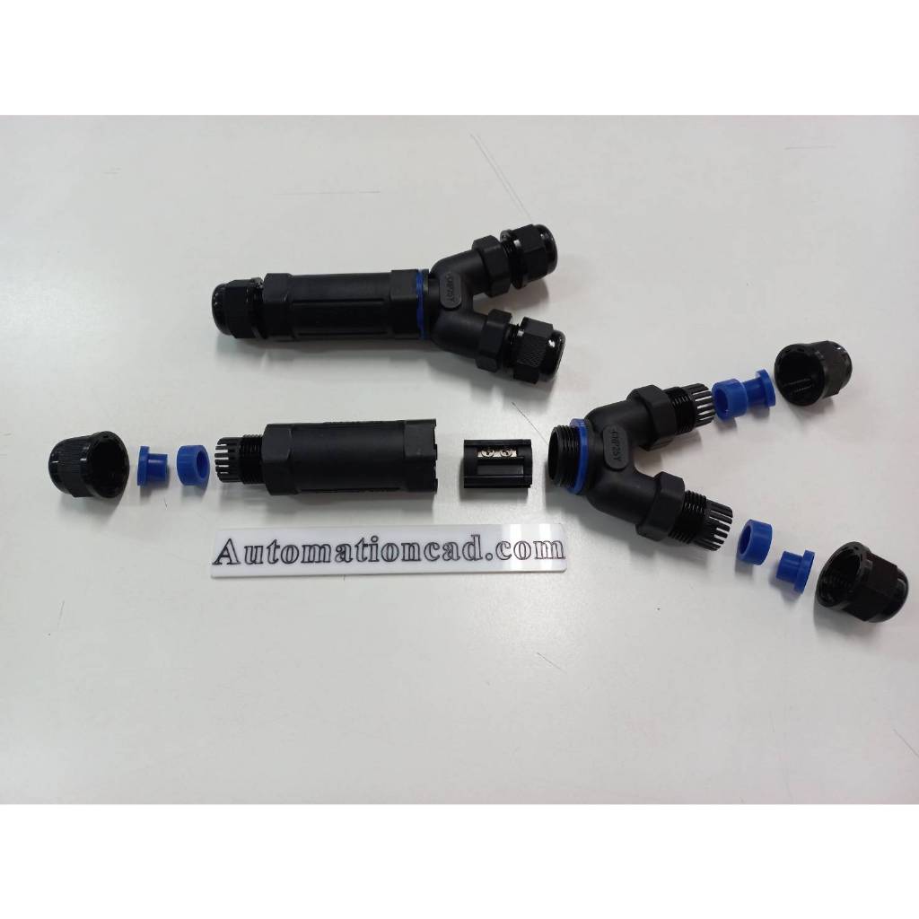 คอนเนคเตอร์กันน้ำ แบบตัว Y ขั้วต่อสายไฟกันน้ำ ข้อต่อกันน้ำ IP68 Waterproof Connector แบบขันน็อต ราคา ถูกที่สุด ดีลบีเคเค แกลเลอรีภาพที่ 3