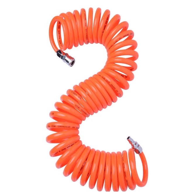 YP-195  แบบสปริง สายลม แบบสปริง PU AIR HOSE ขนาด 5x8 mm. 8 เมตร (สีส้ม)