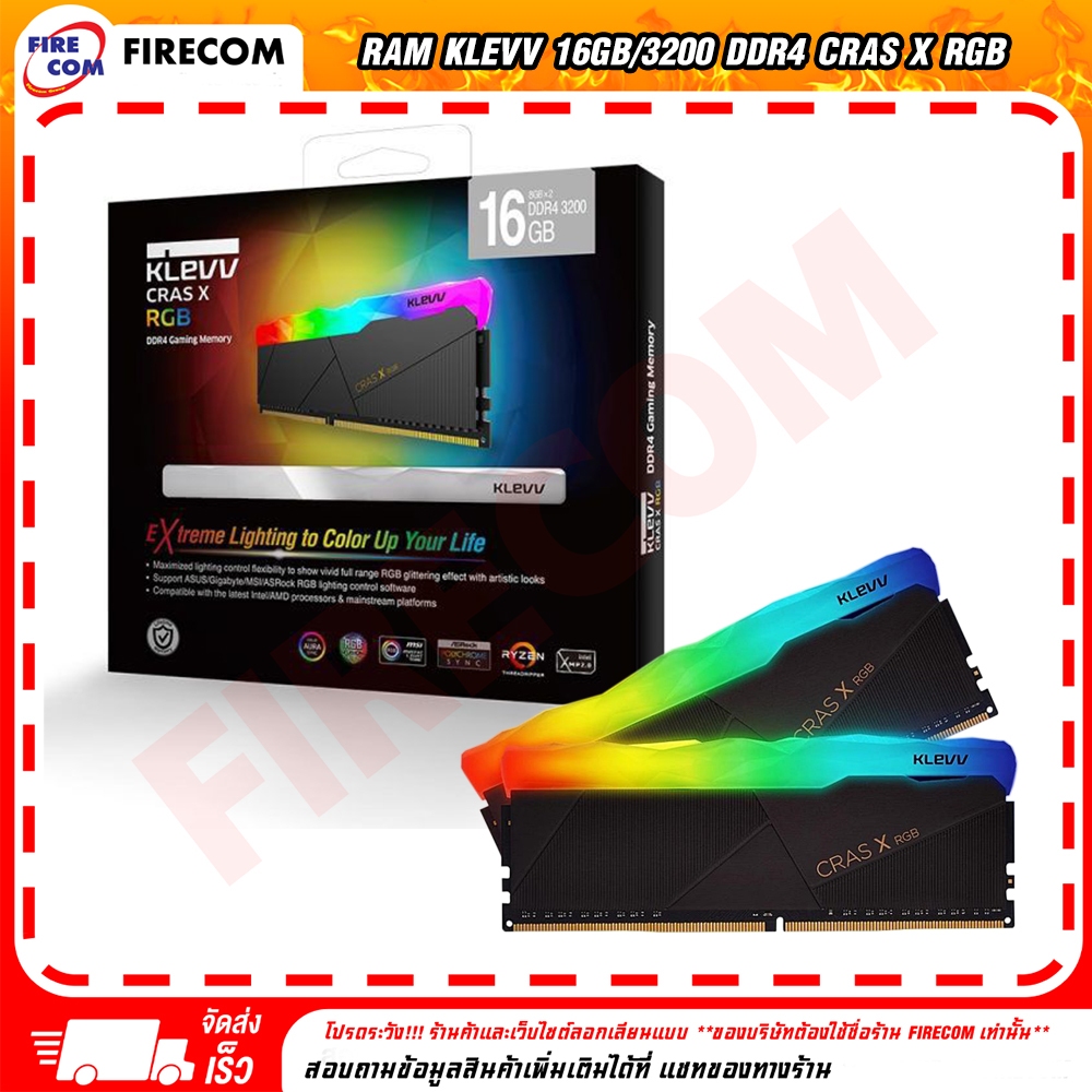 แรม RAM Klevv 16Gb/3200 DDR4 CRAS X RGB (KD48GU880-32A160X)8Gbx2pcs. สามารถออกใบกำกับภาษีเต็มรูปแบบไ