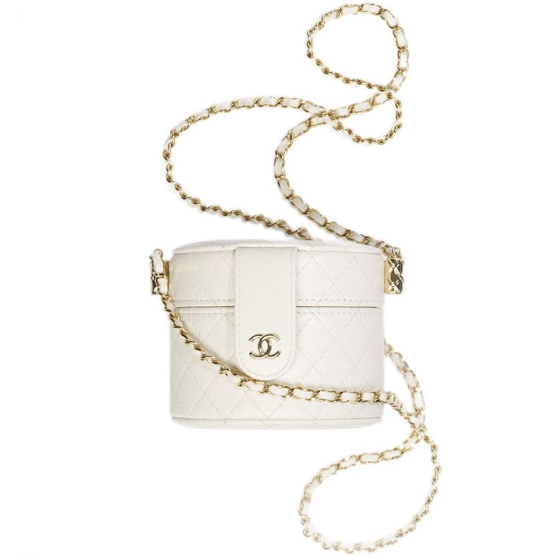 CHANEL กระเป๋าเครื่องสำอาง crossbody หนังลูกแกะลูกแกะรุ่นใหม่ของ Chanel ของแท้ 100%
